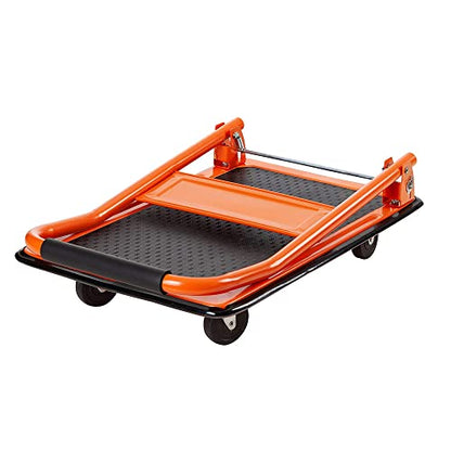 Black+Decker H303 Steel Platform Trolley with 80 kg Capacity, Portable Foldable Multi-functional Dolly Push Cart with 360 Degree Swivel Wheels and Soft Grip Handle, Orange Colour,(60 x 40 x 80.5 cm)