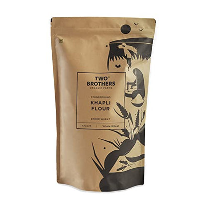 Two Brothers Organic Farms - Khapli Wheat Flour (2 kg) | High Dietary Fiber for Easy Digestion | Stoneground Emmer Atta