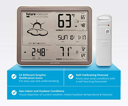 AcuRite 75077 Wireless Weather Forecaster with Remote Sensor and Atomic Clock