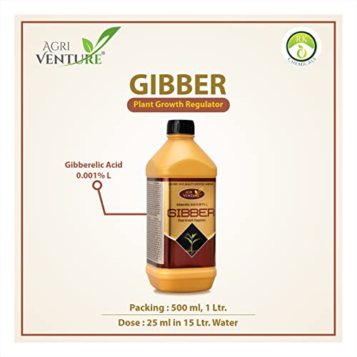AGRIVENTURE Gibber - 2LTR (Gibberellic Acid 0.001% SL) PGR - Plant Growth Regulator, Best for All Crops (1LTR X 2)