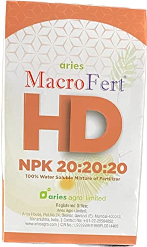 Aries Macro Fert HD NPK 20.20.20 100% Water Soluble Mixture of Fertilizer (200 grams)