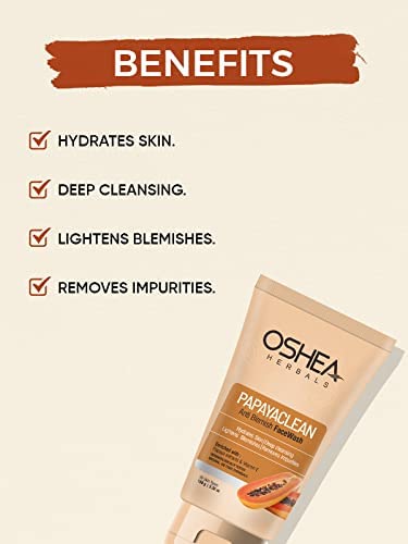 Oshea Herbals Papayaclean Anti Blemishes Face Wash I Hydrates Skin I Deep Cleansing I Lightens Blemish I Removes Impurities I Enriched with Papaya extracts & Vitamin E I 150g
