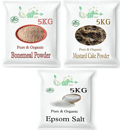 SDF INDIA Combo Pack 3 in One Pack (5Kg Bonemeal Fertilizer /5kg Mustard Oil Cake /5kg Epsom Salt)