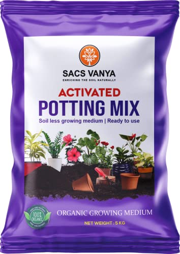 SACS Vanya Organic Potting Soil-Less Mix with Fertilizers for Home Garden Plants (Activated Potting Mix 5kg)