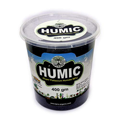 PLANTS & ROOTS HUMIC Flakes (Super Potassium Humate )/Complete Plant Nutrition/Organic Plant Food/Farming Pack/Humic Acid for Plants/Water Soluble Grade , 400 gm