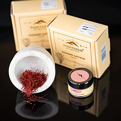 Rasayanam Pure Original Kashmiri Saffron/Kesar/Kumkuma Puvvu (1gm) | Certified highest Grade A | Saffron for pregnant women, Pooja rituals & Food aroma