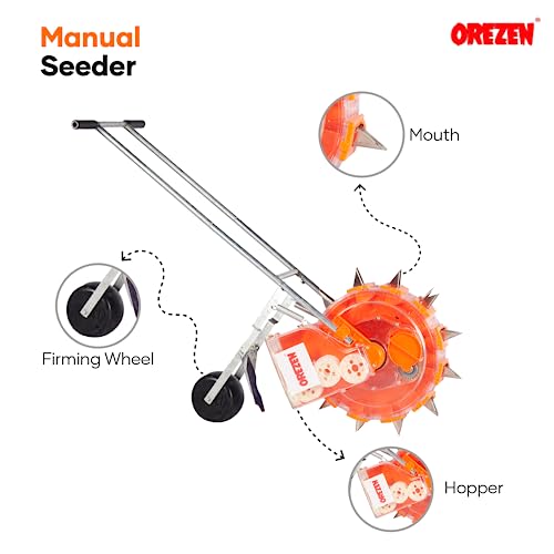 OREZEN Agricultural Manual Seeder | 12 Teeth Seeder | Hand Push Type Seed Machinery | Seed Drill | Seed Planting