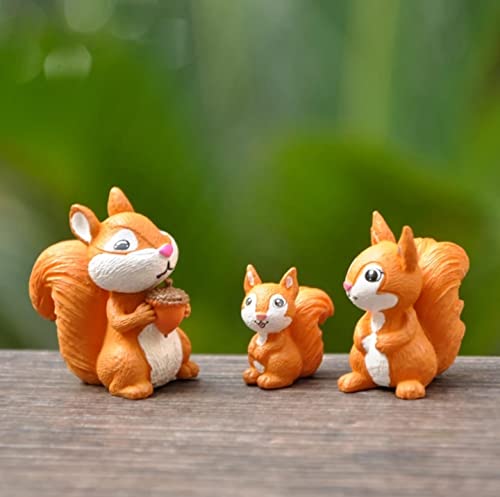 Elevate Collection Cute Squirrel Family, Figurine Showpiece, Bonsai Home Décor, Miniature Garden décor, Car Decoration, Animal Figurine (3 pcs of Set)