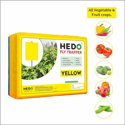 HEDO फ्लाई ट्रैपर स्टिकी शीट पीली और नीली मिक्स शीट, खेती और आउटडोर के लिए कीट पकड़ने वाली शीट थ्रिप्स, एफिड्स और व्हाइटफ्लाई को नियंत्रित करने के लिए 1 का पैक (25 पीस)