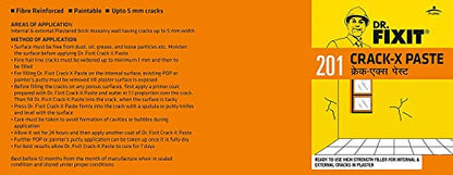 डॉ. FIXIT 201 Crack X पेस्ट, छतावरील अंतर्गत आणि बाह्य पृष्ठभागावरील क्रॅकसाठी क्रॅक फिलर वापरण्यासाठी सज्ज, भिंत, उत्कृष्ट बाँडिंगसह लवचिक पुट्टी - 1Kg
