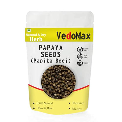 VedoMax Papaya Seeds | Papita Beej | Dried Papaya Seeds | - (50 gm)