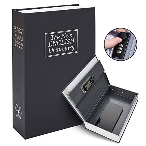 Ohuhu Book Safe with Combination Lock, Dictionary Diversion Book Safe, Portable Safe Box, Great for Storing Money, Jewelry and Passport(Black)