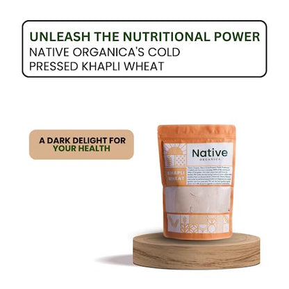Native Organica "Hand Chakki Khapli Whole Wheat Flour (3 Kg) | Wheat Flour | High Dietary Fiber for Easy Digestion | Stoneground Emmer Wheat Flour | Khapli Atta"