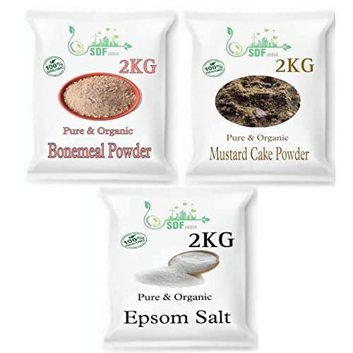 SDF INDIA Combo Pack 3 in One Pack (2 Kg Bone Meal Fertilizer + 2 kg Mustard Oil Cake +2 kg Epsom Salt)