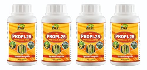 EBS Propi25 Propiconazole 25% EC used in agriculture to control diseases in crops such as wheat, paddy, groundnut, tea, soybean, and banana. (1 Litre (250mlx4))
