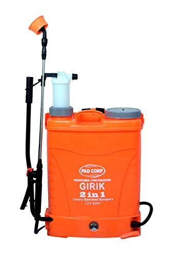 Pad Corp Girik Battery And Manual 2in1 Knapsack Sprayer 12 Volt X 8 Ampere |16 Litre Tank Capacity, 6 Months Battery Warranty For Gardening, Farming