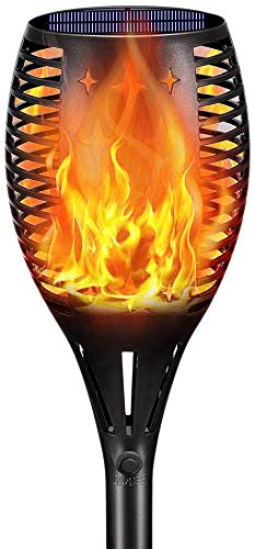 XERGY ABS Solar Lights Waterproof Dancing Fire Mashaal Flame Torch Lights 96 Led 2200 Mah Battery Lantern Landscape Decoration Lighting Dusk To Dawn Auto On/Off Security Torches( Large, Pack Of 1)