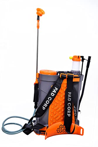 Pad Corp By Padgilwar Corporation Single Bull 2In1 Manual Battery Operated Sprayer Pump 12Volt X 12Amp With 16Ltank Capacity 1.7Amp For Farm & Garden Contains 4 Accessories 6 Months Battery Warranty