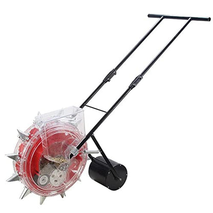 Garden Seeder, Metal Precision Garden Push Seeder,Walk-Behind Row Crop Planter,Clear Seed Storage Box, for Sowing Seeds, Backyard Agriculture,12 Holes (White)