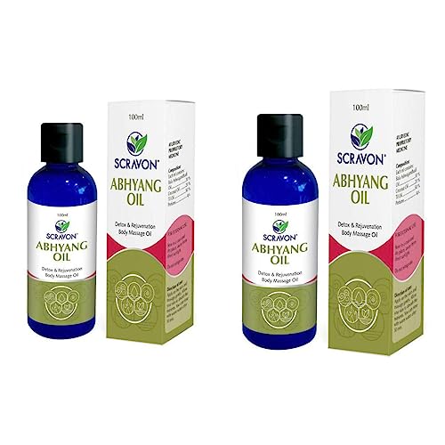 स्क्रॅव्हन अभ्यंग शरीर मालिश तेल. (100ml/2 चा पॅक) स्नायू, हाडे आणि सांधे यासाठी
