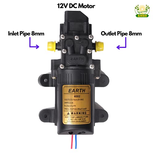 ऍग्रिंश हेवी ड्यूटी 12V DC इलेक्ट्रिक बॅटरी ऑपरेटेड स्प्रेअर पंप मोटर 12 व्होल्ट शेतकऱ्यांसाठी आणि कृषी मिस्ट स्प्रे - कार वॉश - बाइक वॉशिंग - सॅनिटायझिंग आणि गार्डनिंगमध्ये देखील वापरली जाते