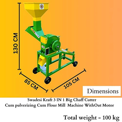 SWADESI KRAFTS 3 in 1 Grass Cutting Machine for Cow (Chaff Cut, Pulverizer, Flour Mill) Without Motor (Useful for 15 to 25 Animals) F4