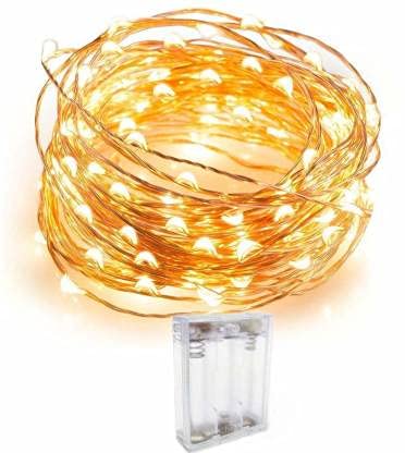 Quace Copper String Led Light 10M 100 LED Battery Powered Wire Decorative Fairy Lights - Warm White