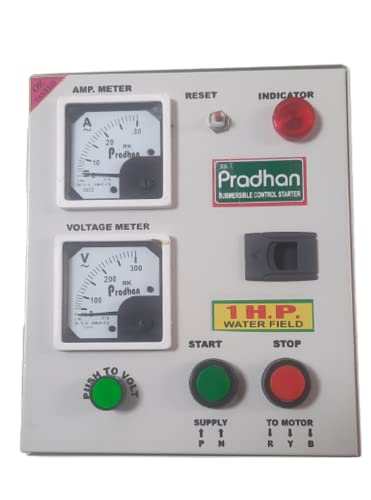 PRADHAN 1 HP Single Phase Heavy Duty (Water+OIL) Field Condenser & Contactor based Auto cut-off Submersible Pump Motor Starter Panel 180-240V AC