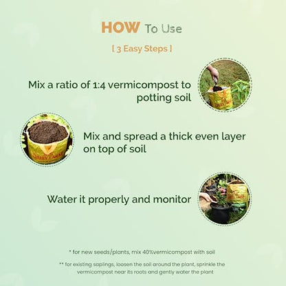 S.S. Dairy Farm Organic Vermicompost (JAIVIK KHAD) | Cow Manure & Earthworm | Best for Home Garden | Enriched Mineral for Potting Soil | Organic Compost Garden Soil | Nursery & Plants (10 KG)