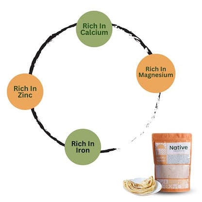 Native Organica "Hand Chakki Khapli Whole Wheat Flour (3 Kg) | Wheat Flour | High Dietary Fiber for Easy Digestion | Stoneground Emmer Wheat Flour | Khapli Atta"