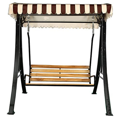kaushalendra Outdoor Swing With Canopy Roof Hammock Chair 3 Seat High Strong Iron 350 Kg. Capacity(3 Seater, Black)(Metal)