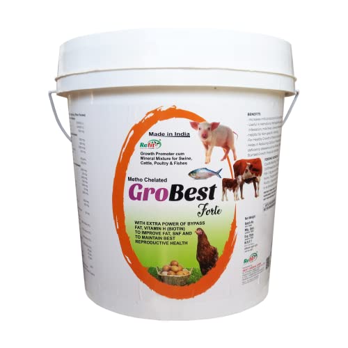 REFIT ANIMAL CARE Metho Chelated Mineral Mixture Powder for Cow, Poultry & Fish, 5 Kg, GroBest Forte