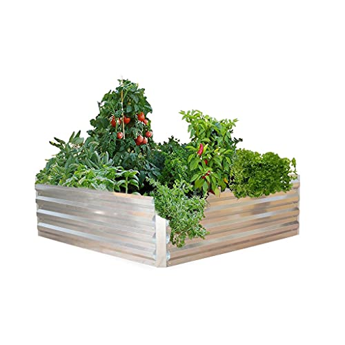 TrustBasket Heavy Duty 0.5 GSM Galvanized Raised Garden Beds Metal Elevated Planter Box Steel Large for Terrace Garden Plants- Grow Vegetables, Flowers, Herbs for Gardening Bed (40 inch)