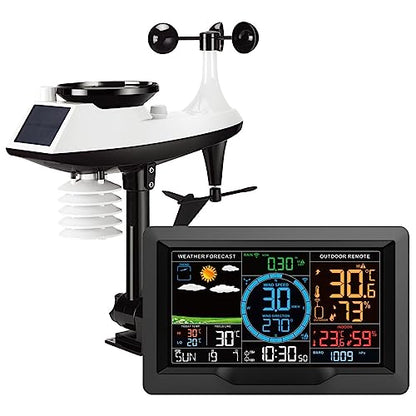 Morelian FJ3390A Multifunctional Professional Weather Station Temperature, Humidity, Wind Speed and Rainfall Detection Weather Forecast Clock