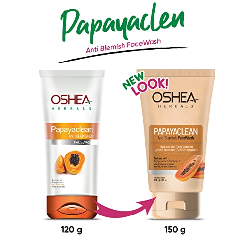 Oshea Herbals Papayaclean Anti Blemishes Face Wash I Hydrates Skin I Deep Cleansing I Lightens Blemish I Removes Impurities I Enriched with Papaya extracts & Vitamin E I 150g