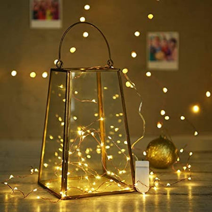 Quace Copper String Led Light 10M 100 LED Battery Powered Wire Decorative Fairy Lights - Warm White