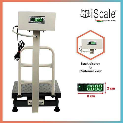 iScale Electronic Platform Weighing Scale 100kg Capacity 10g Accuracy Weight Machine Digital for Shop, Commercial and Industrial use Mild Steel Heavy Platform size 16x16 Inches (400x400mm)