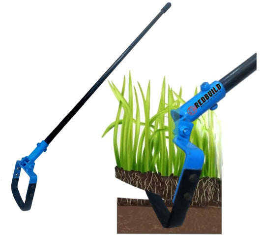 REDBUILD™ Heavy Duty Hand Weeder with Handle (5 Feet Handle with Grip) | Manual Weeder for Agriculture | Weed Remover | Weed Removal Equipment | Agriculture Tools for Farming | Stirrup Hoe