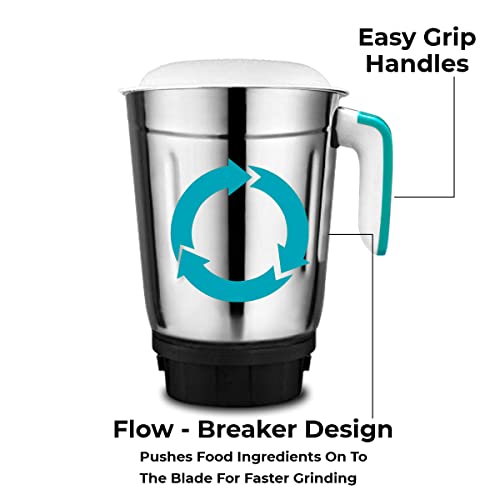 INALSA Mixer Grinder Jazz Pro -550W with 3 Stainless Steel Jars| 30 Min Motor Rating| Robust Nylon Coupler | Overload Protection| ISI Certified| 2 Year Warranty