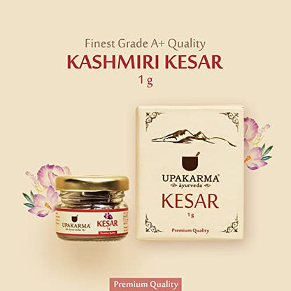 UPAKARMA Pure, Natural and Finest Grade Kashmiri Kesar/Saffron Threads 1 Gram- Pack of 1