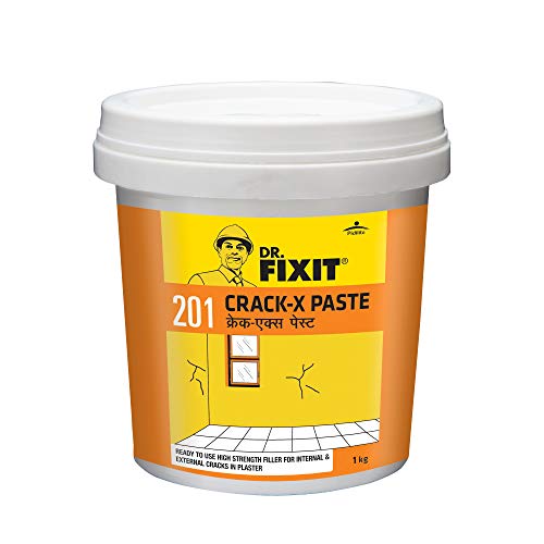 डॉ. FIXIT 201 Crack X पेस्ट, छतावरील अंतर्गत आणि बाह्य पृष्ठभागावरील क्रॅकसाठी क्रॅक फिलर वापरण्यासाठी सज्ज, भिंत, उत्कृष्ट बाँडिंगसह लवचिक पुट्टी - 1Kg