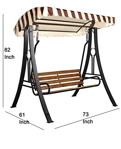 kaushalendra Outdoor Swing With Canopy Roof Hammock Chair 3 Seat High Strong Iron 350 Kg. Capacity(3 Seater, Black)(Metal)