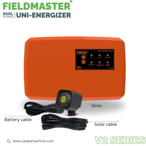 Fieldmaster Eectric & Solar Oprated Zatka Machine Fence Energizer Guard 2 Joule for 1000 Meter 10 Acre Area Coverd (20 Acre)