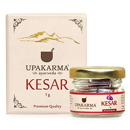 UPAKARMA Pure, Natural and Finest Grade Kashmiri Kesar/Saffron Threads 1 Gram- Pack of 1