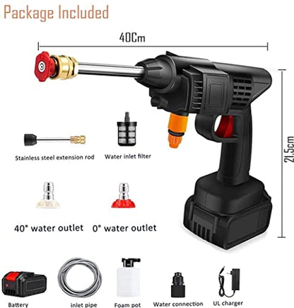 SHOPECOM Wireless High Pressure Washer Water Spray Gun for Car Wash Bike Washing Cleaning Gardening | 48V Rechargeable Electric High Pressure Water Gun with Adjustable Nozzle and 5M Hose Pipe