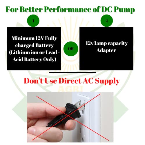 ऍग्रिंश हेवी ड्यूटी 12V DC इलेक्ट्रिक बॅटरी ऑपरेटेड स्प्रेअर पंप मोटर 12 व्होल्ट शेतकऱ्यांसाठी आणि कृषी मिस्ट स्प्रे - कार वॉश - बाइक वॉशिंग - सॅनिटायझिंग आणि गार्डनिंगमध्ये देखील वापरली जाते