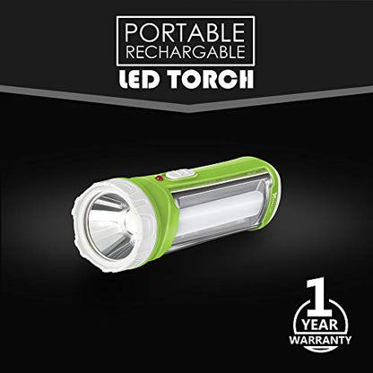 SYSKA Tuo Portable Rechargeable Led Lamp Cum Torch with Upto 4hrs Backup (Green-White) (1)