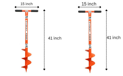 Post Hole Auger Digger Manual Use for Bamboo Plantation Construction Work Heavy Duty Drilling Machine Easy to Use Heavy Material Use 37 Inch Deep 14 Inch Handle Daimter 6 inch