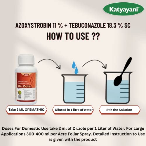 Katyayani Azoxystrobin 11 % + Tebuconazole 18.3 % SC Systemic Fungicide Powerful Broad Spectrum Control Early Blight Late Blight Yellow Rust Disease New Generation Fungus Control (250 ML(Set of 1))