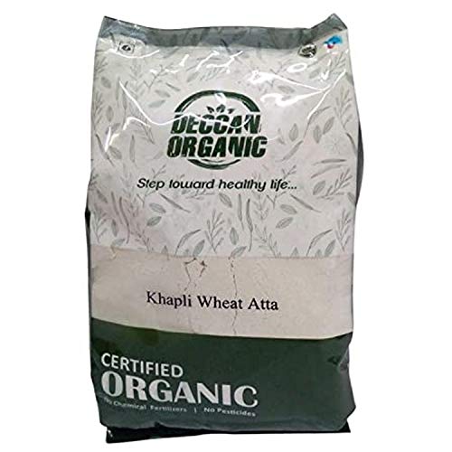Deccan Organic Khapli Emmer Wheat Atta Flour, Gluten Free, Brown, 1 Kg Pouch